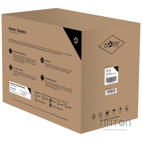 ИБП NJOY Keen 1000, Lin.int., AVR, 4 x евро, пластик
