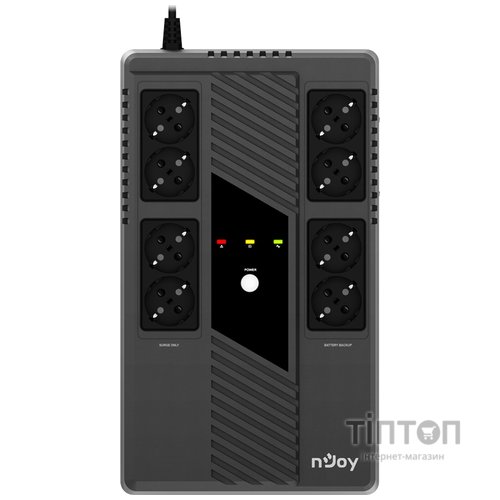 ИБП NJOY Token 600 (UPCSBLS660TTOAZ01B), Lin.int., 8 x Schuko, USB, пластик
