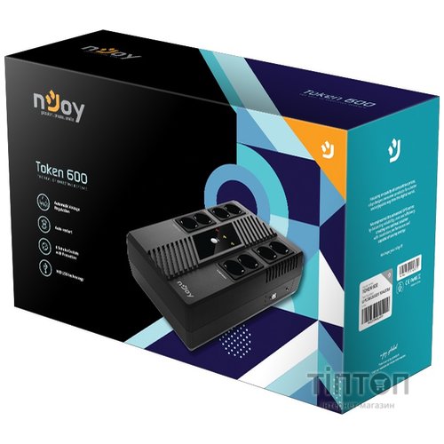 ИБП NJOY Token 600 (UPCSBLS660TTOAZ01B), Lin.int., 8 x Schuko, USB, пластик