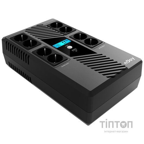 ИБП NJOY Token 800 (UPCSBLS680TTOAZ01B), Lin.int., 8 x Schuko, USB, LCD, пластик