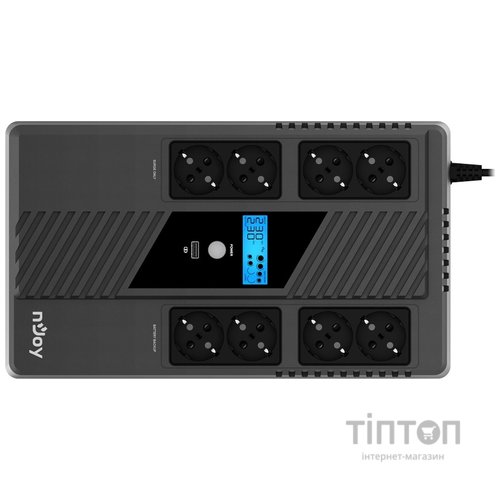 ИБП NJOY Token 800 (UPCSBLS680TTOAZ01B), Lin.int., 8 x Schuko, USB, LCD, пластик