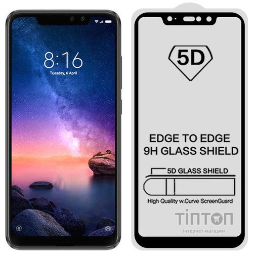 Захисне скло 5D full glue для XIAOMI Redmi 6 Pro - чорний