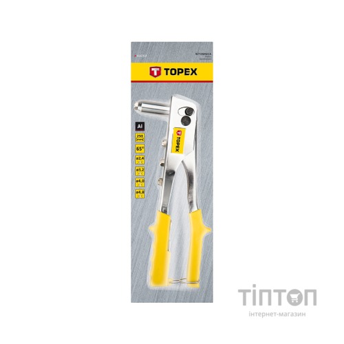 Заклепувальник Topex для заклепок алюминиевых 2.4, 3.2, 4.0, 4.8 мм (43E707)