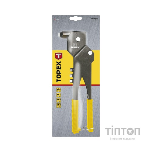 Заклепувальник Topex для заклепок алюминиевых 2.4, 3.2, 4.0, 4.8 мм (43E713)
