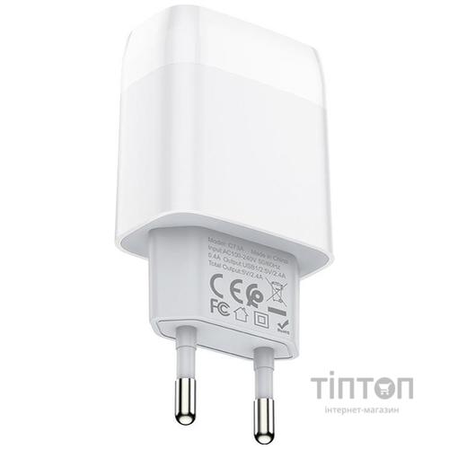 Зарядний пристрій HOCO C73A Glorious dual port charger set(Type-C) White (6931474713070)