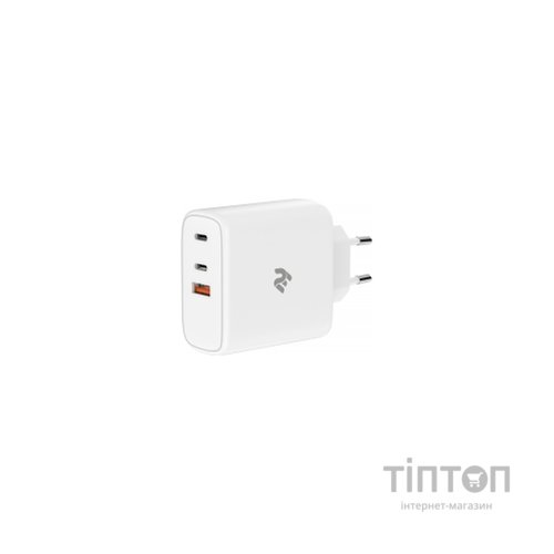 Зарядний пристрій 2E USB-C Wall Charger GaN 65W, white (2E-WC3USB65W-W)