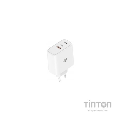 Зарядний пристрій 2E USB-C Wall Charger GaN 65W, white (2E-WC3USB65W-W)