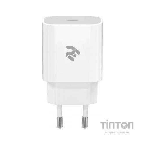 Зарядний пристрій 2E USB-C Wall Charger PD3.0 DC5V/3A, 20W, white (2E-WC1USBC20W-W)
