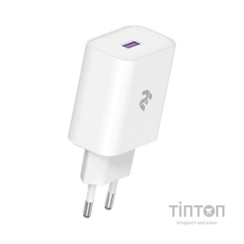 Зарядний пристрій 2E USB Wall Charger QC3.0 DC5V/3A, Max 18W, white (2E-WC1USB18W-W)