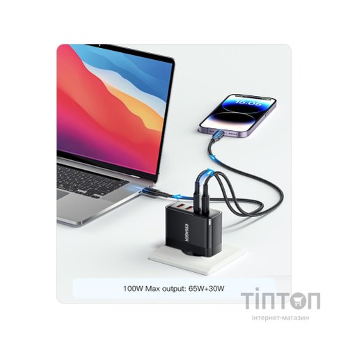 Зарядний пристрій 2xUSB-C + 2xUSB 100W Essager (ECT2CA-QYB01-Z)