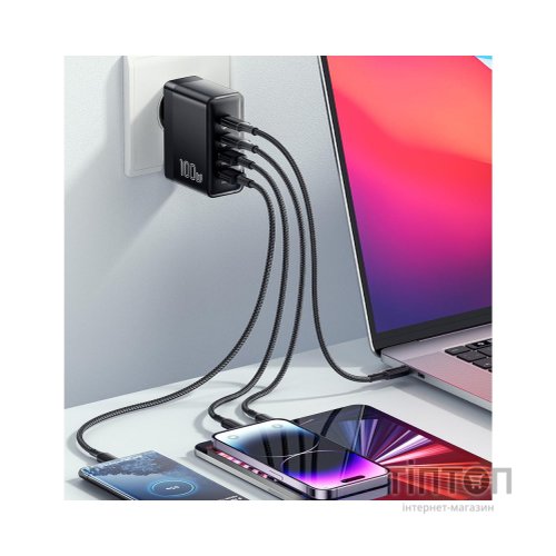 Зарядний пристрій 2xUSB-C + 2xUSB 100W Essager (ECT2CA-QYB01-Z)