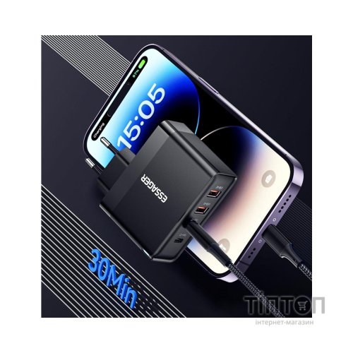 Зарядний пристрій 2xUSB-C + 2xUSB 100W Essager (ECT2CA-QYB01-Z)