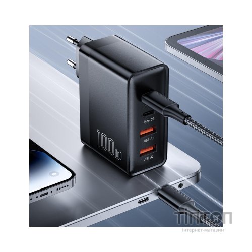Зарядний пристрій 2xUSB-C + 2xUSB 100W Essager (ECT2CA-QYB01-Z)