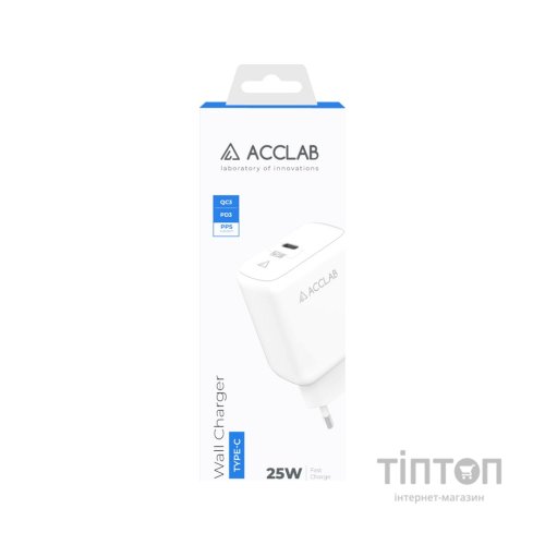 Зарядний пристрій ACCLAB AL-TC125 1хType-C 5В/3A/25W QC/PD3.0 (1283126538841)