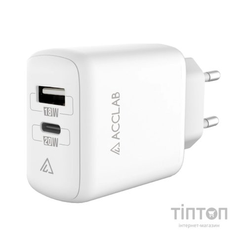 Зарядний пристрій ACCLAB AL-TC220 (1xUSB, 1xType-C) (1283126556494)