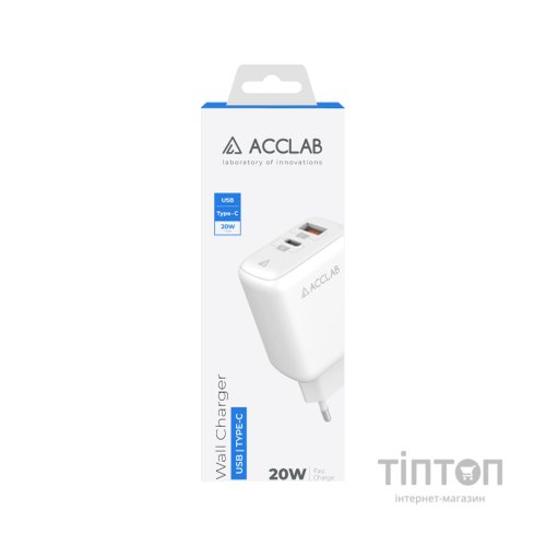 Зарядний пристрій ACCLAB AL-TC220 (1xUSB, 1xType-C) (1283126556494)