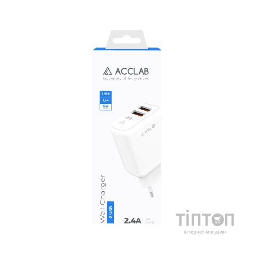 Зарядний пристрій ACCLAB AL-TC224 2хUSB 5В/2,4A/12W (1283126538834)