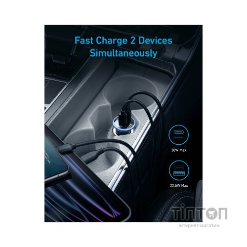 Зарядний пристрій Anker PowerDrive 323 30W PD + 22.5W USB-A Black (A2735G11)