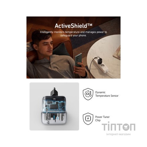 Зарядний пристрій Anker PowerPort 313 - 45W PD + PPS USB-C Black (A2643G11)