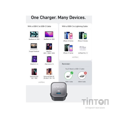 Зарядний пристрій Anker PowerPort 511 Nano III - 30W USB-C White (A2147G21)