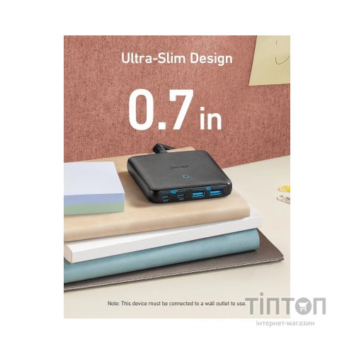 Зарядний пристрій Anker PowerPort 543 Atom III Slim 4 - 65W 22xUSB-C PIQ3.0 (A2046G12)