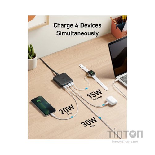 Зарядний пристрій Anker PowerPort 543 Atom III Slim 4 - 65W 22xUSB-C PIQ3.0 (A2046G12)