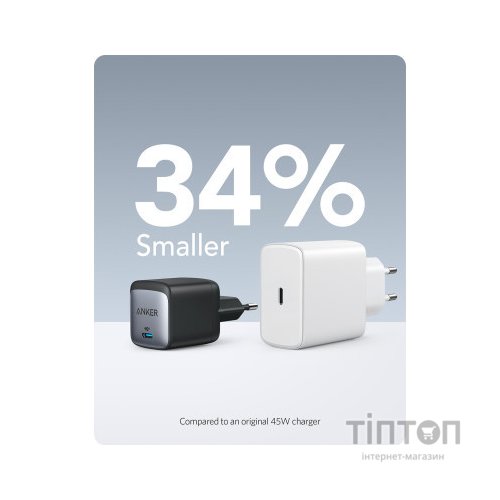 Зарядний пристрій Anker PowerPort 713 Nano II - 45W USB-C GaN Black (A2664G11)