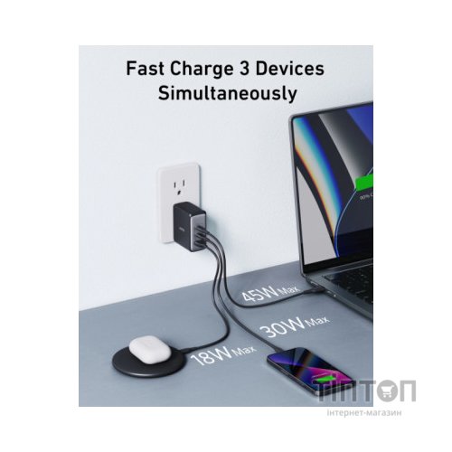 Зарядний пристрій Anker PowerPort 736 Nano II - 100W 2xUSB-C PD 1xPIQ GaN Black (A2145G11)