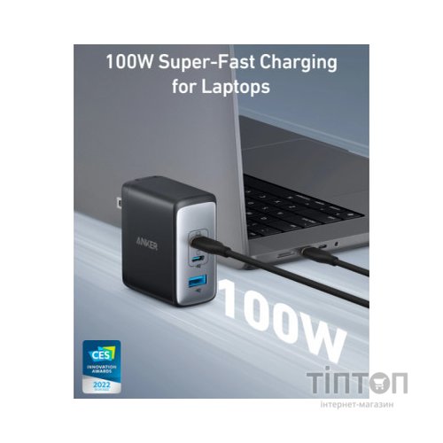 Зарядний пристрій Anker PowerPort 736 Nano II - 100W 2xUSB-C PD 1xPIQ GaN Black (A2145G11)