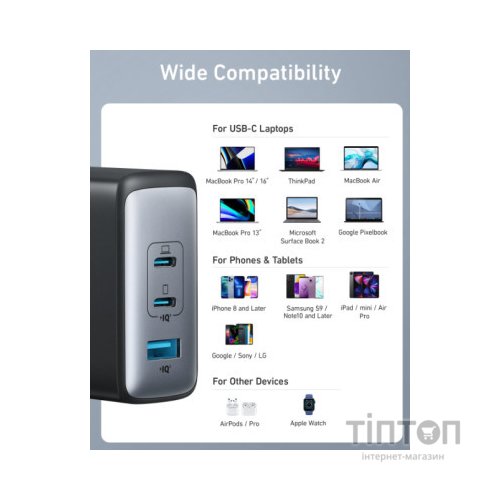 Зарядний пристрій Anker PowerPort 736 Nano II - 100W 2xUSB-C PD 1xPIQ GaN Black (A2145G11)