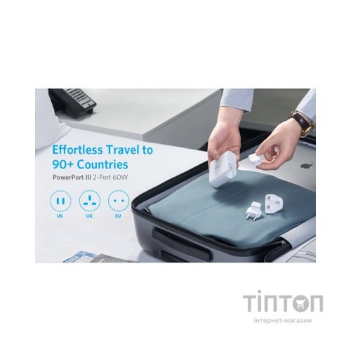 Зарядний пристрій Anker PowerPort Atom III Duo - 60W 2xUSB-С (White) (A2629H21)