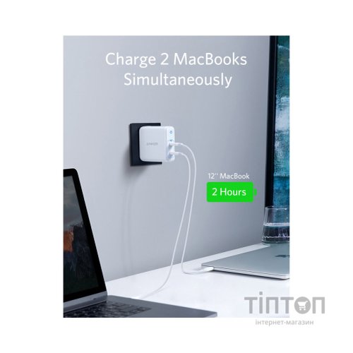 Зарядний пристрій Anker PowerPort Atom III Duo - 60W 2xUSB-С (White) (A2629H21)