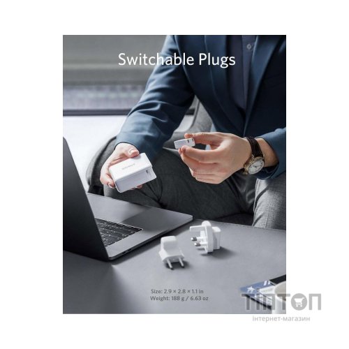 Зарядний пристрій Anker PowerPort Atom III Duo - 60W 2xUSB-С (White) (A2629H21)