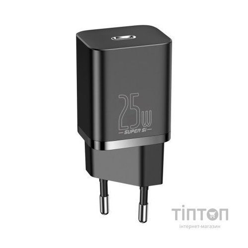 Зарядний пристрій Baseus 1xUSB 25W (USB-C) + Cable Type-C black (TZCCSUP-L01)
