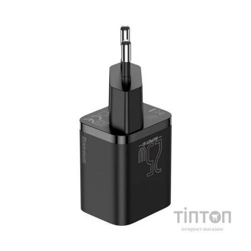 Зарядний пристрій Baseus 1xUSB 25W (USB-C) + Cable Type-C black (TZCCSUP-L01)