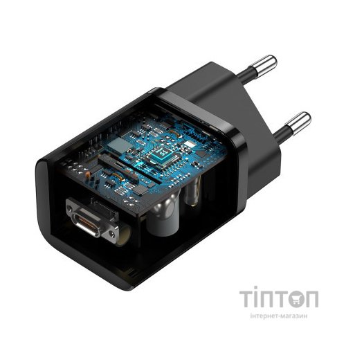 Зарядний пристрій Baseus 1xUSB 25W (USB-C) + Cable Type-C black (TZCCSUP-L01)