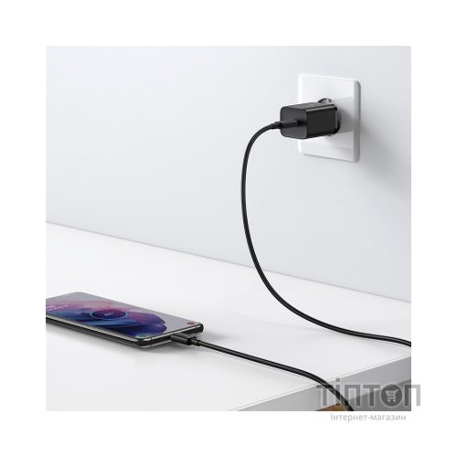 Зарядний пристрій Baseus 1xUSB 25W (USB-C) + Cable Type-C black (TZCCSUP-L01)