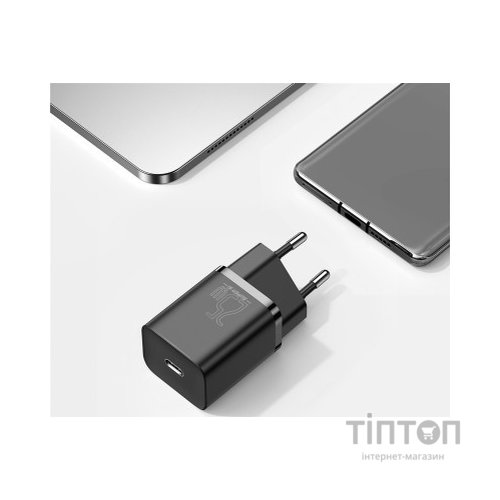 Зарядний пристрій Baseus 1xUSB 25W (USB-C) + Cable Type-C black (TZCCSUP-L01)
