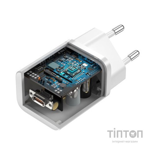 Зарядний пристрій Baseus 1xUSB 25W (USB-C) + Cable Type-C white (TZCCSUP-L02)