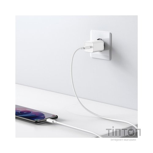 Зарядний пристрій Baseus 1xUSB 25W (USB-C) + Cable Type-C white (TZCCSUP-L02)