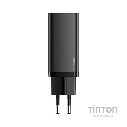 Зарядний пристрій Baseus 2xUSB 65W GaN (USB-C+USB-A) black (CCGAN2L-B01)