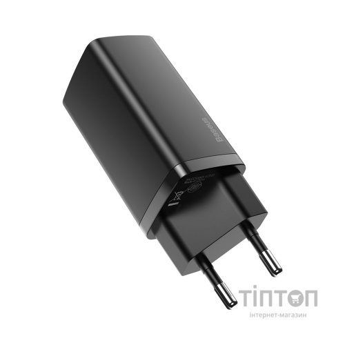 Зарядний пристрій Baseus 2xUSB 65W GaN (USB-C+USB-A) black (CCGAN2L-B01)
