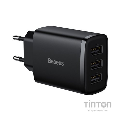 Зарядний пристрій Baseus Compact Charger 3U Black (CCXJ020101)