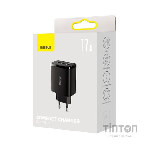 Зарядний пристрій Baseus Compact Charger 3U Black (CCXJ020101)