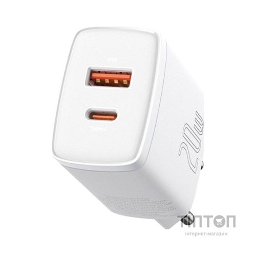 Зарядний пристрій Baseus Compact Quick Charger U+C 20W EU White (CCXJ-B02)