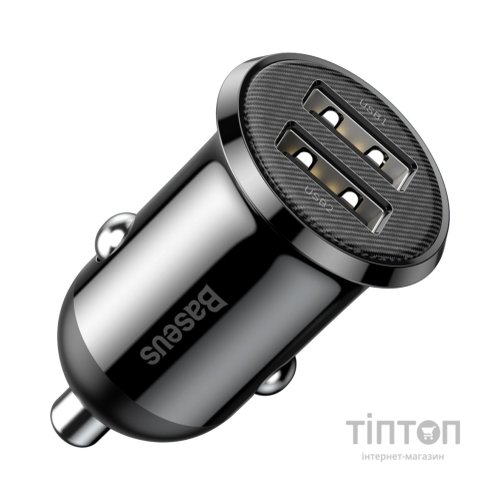 Зарядний пристрій Baseus Grain Pro Car Charger (Dual USB 4.8A ) USB Black (CCALLP-01)