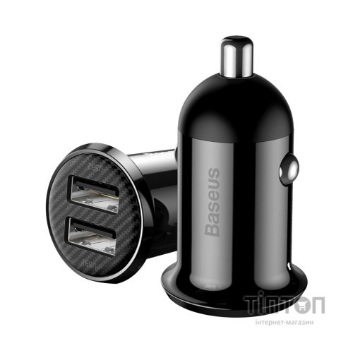 Зарядний пристрій Baseus Grain Pro Car Charger (Dual USB 4.8A ) USB Black (CCALLP-01)