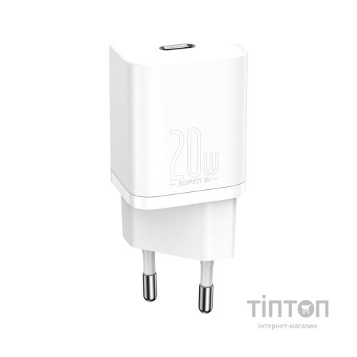 Зарядний пристрій Baseus Super Si 1C 20W With Simple Wisdom Data Cable Type-C/iP White (TZCCSUP-B02)