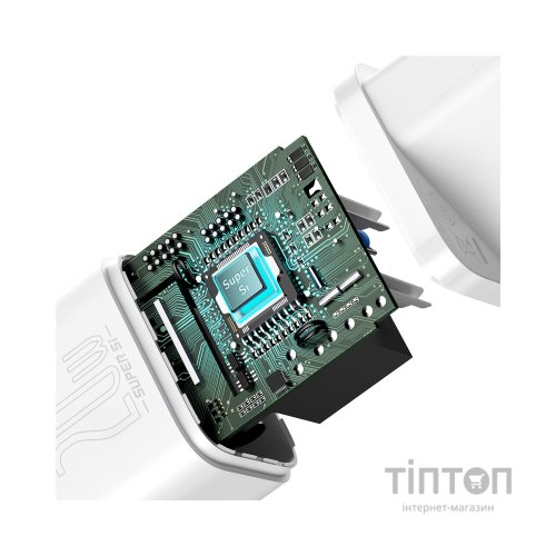 Зарядний пристрій Baseus Super Si 1C 20W With Simple Wisdom Data Cable Type-C/iP White (TZCCSUP-B02)