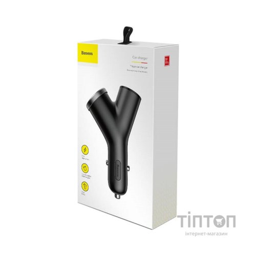 Зарядний пристрій Baseus Y type dual USB-A Black (CCALL-YX01)